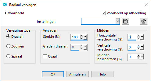 les 18 radiaal vervagen voor de rand