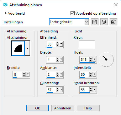 les 37 afschuining binnen tenderness