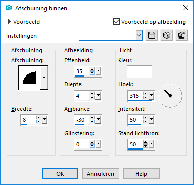 les 38 afschuining binnen letters